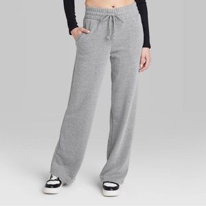 Women's High-Rise Wide Leg French Terry Sweatpants - Wild Fable™ Heather
Gray S